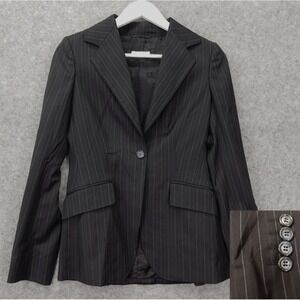 Pinstripe Super 120s Slim Blazer Youth Girls 14 16 Navy  Jacket MASSIMO DUTTI 28